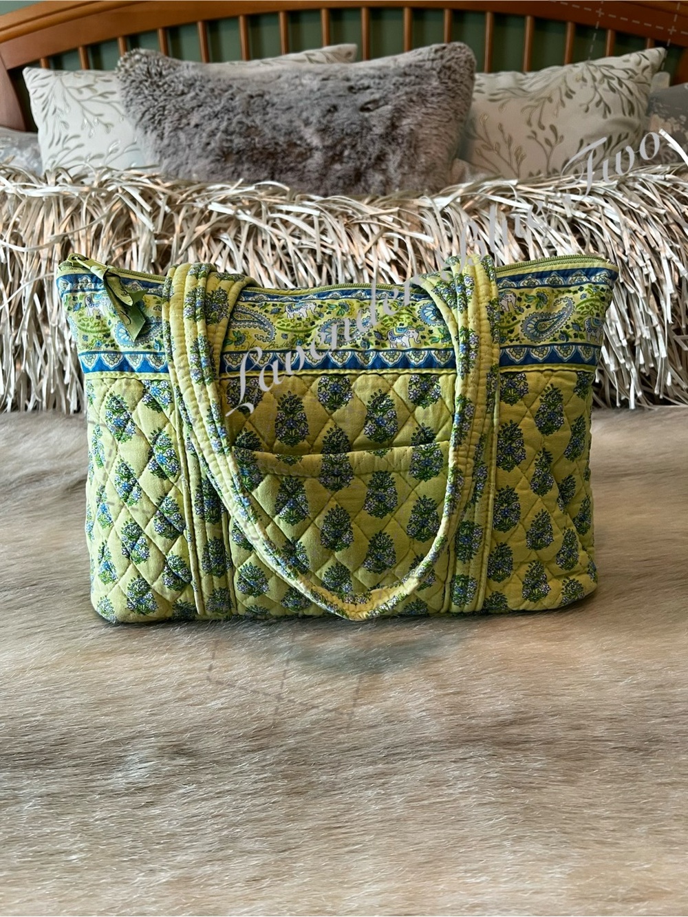 Vintage VERA BRADLEY Citron 2006 Betsey USA Elephants Y2K Green Yelow